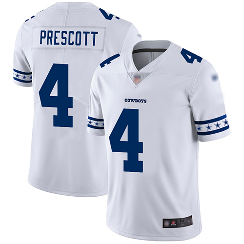 Cowboys #4 Dak Prescott White Men's Stitched Limited Team Logo Fashion Jersey