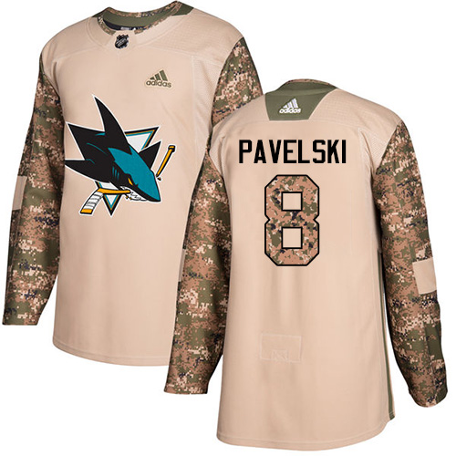 Adidas San Jose Sharks #8 Joe Pavelski Camo Authentic 2017 Veterans Day Stitched Jersey Men's