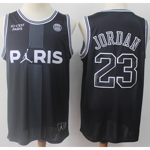 Chicago Bulls #23 Michael Jordan Black Ici Cest Paris Stitched Jersey Mens