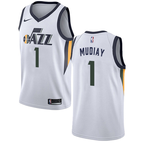 Utah Jazz #1 Emmanuel Mudiay White Swingman Association Edition Jersey Mens