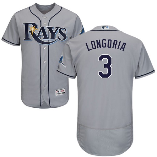Tampa Bay Rays #3 Evan Longoria Grey Flexbase Authentic Collection Stitched Jersey Men's