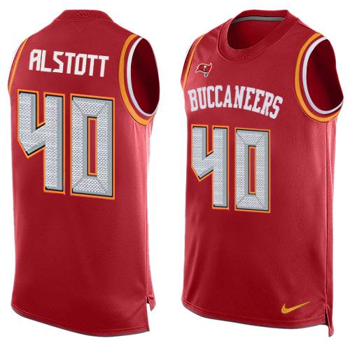 Buccaneers #40 Mike Alstott Red Team Color Men's Stitched Limited Tank Top Jersey