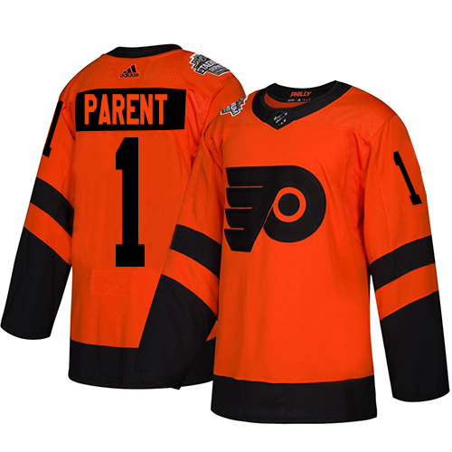 Adidas Philadelphia Flyers #1 Bernie Parent Orange Authentic 2019 Stadium Series Stitched Youth Jersey Youth