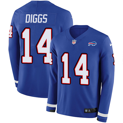 Bills #14 Stefon Diggs Royal Blue Team Color Youth Stitched Limited Therma Long Sleeve Jersey