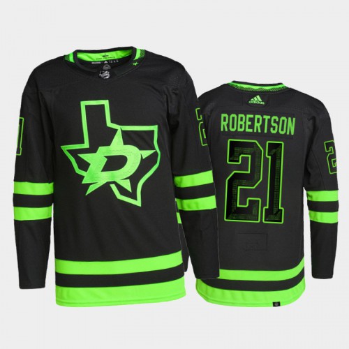 Adidas Dallas Stars #21 Jason Robertson Men's 2021-22 Alternate Authentic Jersey - Black Men's