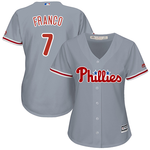 Philadelphia Phillies #7 Maikel Franco Grey Road Women's Stitched Jersey Womens