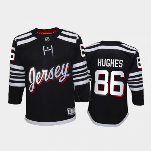 Adidas New Jersey Devils #86 Jack Hughes Youth 2021-22 Alternate Game Jersey - Black Youth