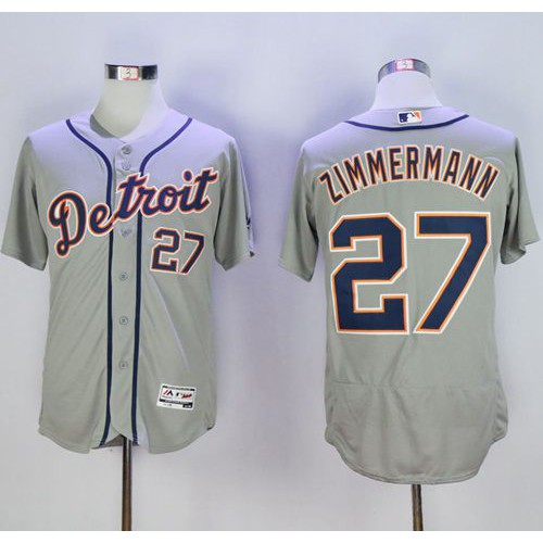 Detroit Tigers #27 Jordan Zimmermann Grey Flexbase Authentic Collection Stitched Jersey Men's