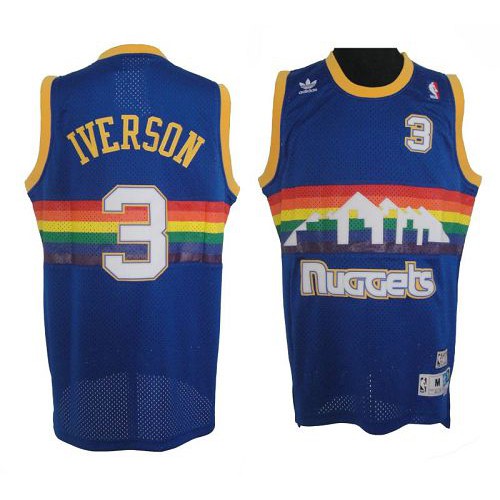 Denver Nuggets #3 Allen Iverson Light Blue Throwback Stitched Jersey Mens