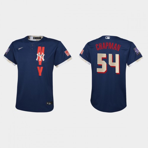 New York New York Yankees #54 Aroldis Chapman Youth 2021 All Star Game Navy Jersey Youth