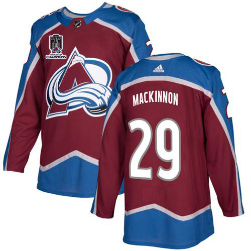 Adidas Colorado Avalanche #29 Nathan MacKinnon Burgundy Youth 2022 Stanley Cup Champions Burgundy Home Authentic Stitched Jersey Youth