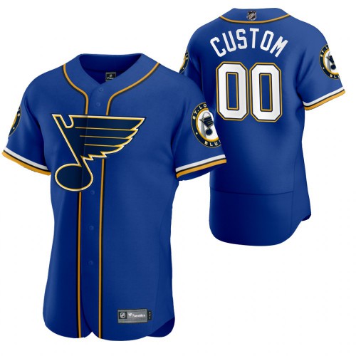 St. Louis Blues Custom Men's 2020 x Crossover Edition Baseball Jersey Blue