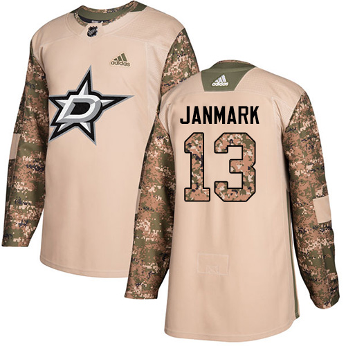 Adidas Dallas Stars #13 Mattias Janmark Camo Authentic 2017 Veterans Day Stitched Jersey Men's