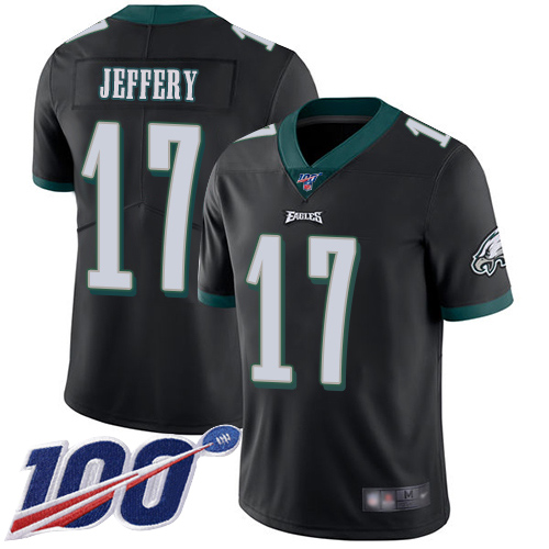 Philadelphia Eagles #17 Alshon Jeffery Black Alternate Men's Stitched 100th Season Vapor Limited Jersey Men's