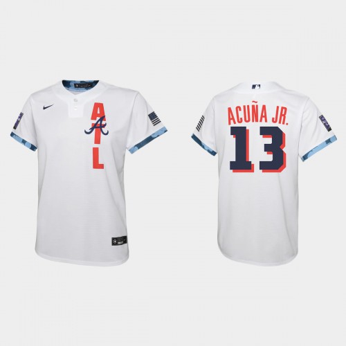 Atlanta Atlanta Braves #13 Ronald Acuna Jr. Youth 2021 All Star Game White Jersey Youth