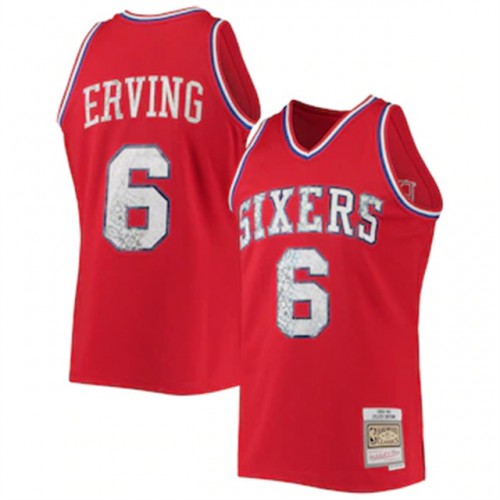 Philadelphia 76ers #6 Julius Erving Mitchell & Ness 1996-97 Hardwood Classics 75th Anniversary Diamond Swingman Jersey - Red Mens