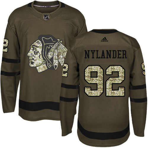 Adidas Chicago Blackhawks #92 Alexander Nylander Green Salute to Service Stitched Youth Jersey Youth