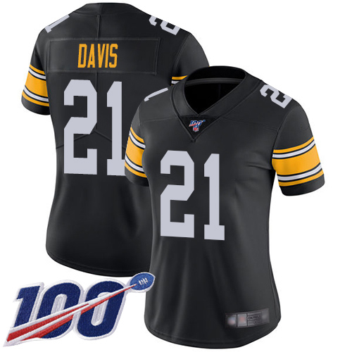 Pittsburgh Steelers #21 Sean Davis Black Alternate Women's Stitched 100th Season Vapor Limited Jersey Womens