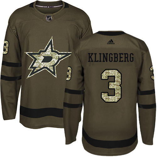 Adidas Dallas Stars #3 John Klingberg Green Salute to Service Stitched Jersey Men's