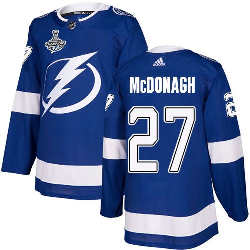 Adidas Tampa Bay Lightning #27 Ryan McDonagh Blue Home Authentic 2020 Stanley Cup Champions Stitched Jersey Men's