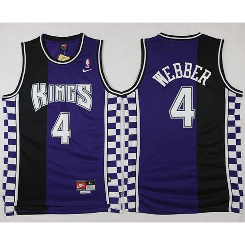 Sacramento Kings #4 Chris Webber Purple/Black Throwback Stitched Jersey Mens