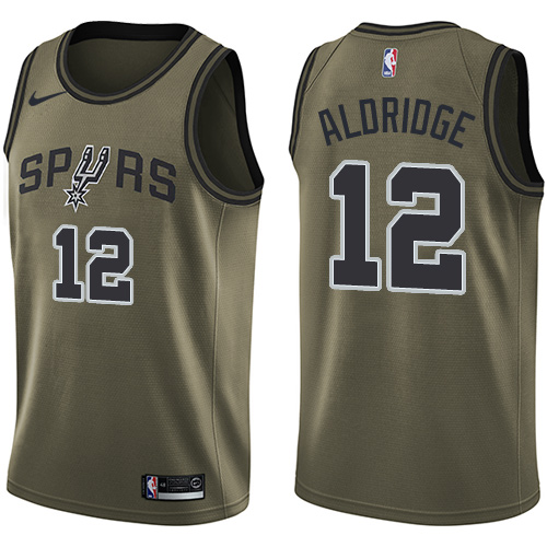 San Antonio Spurs #12 LaMarcus Aldridge Green Salute to Service Youth Swingman Jersey Youth