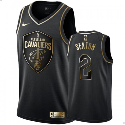 Cleveland Cavaliers #2 Collin Sexton Mens Black Golden Edition Swingman Jersey Mens