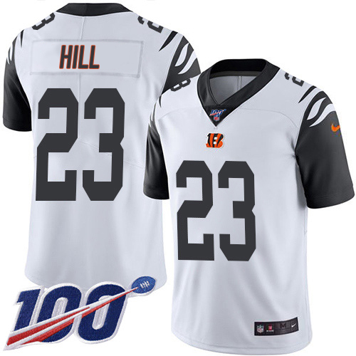 Bengals #23 Daxton Hill White Youth Stitched Limited Rush 100th Season Jersey