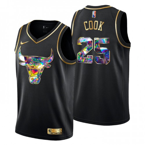 Chicago Chicago Bulls #25 Tyler Cook Mens Golden Edition Diamond Logo 2021/22 Swingman Jersey - Black Mens