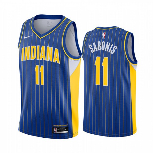 Indiana Pacers #11 Domantas Sabonis Blue Swingman 2020-21 City Edition Jersey Mens