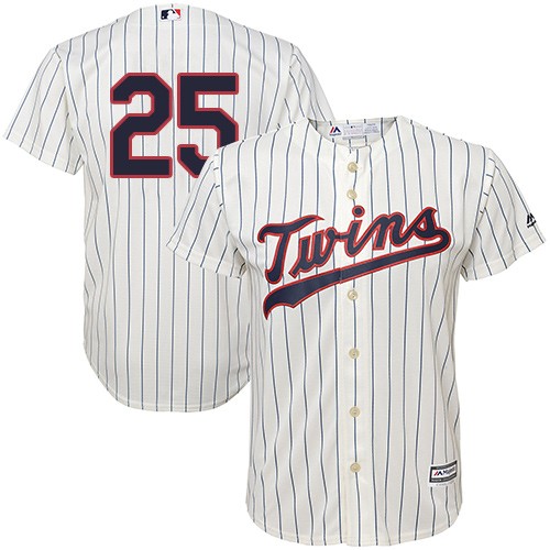 Minnesota Twins #25 Byron Buxton Cream Strip Cool Base Stitched Youth Jersey Youth