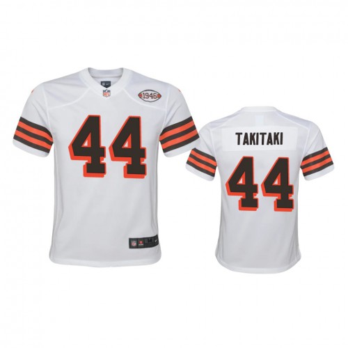 Youth Cleveland Browns #44 Sione Takitaki 1946 Collection Alternate Game Limited Jersey - White Youth
