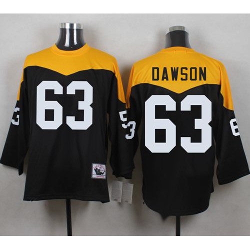Mitchell And Ness 1967 Pittsburgh Steelers #63 Dermontti Dawson Black/Yelllow Throwback Men's Stitched Jersey Men's