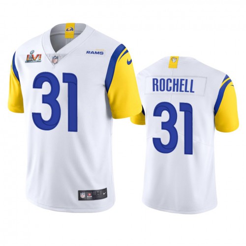 Los Angeles Los Angeles Rams #31 Robert Rochell Men's Super Bowl LVI Patch Alternate Vapor Limited Jersey - White Men's