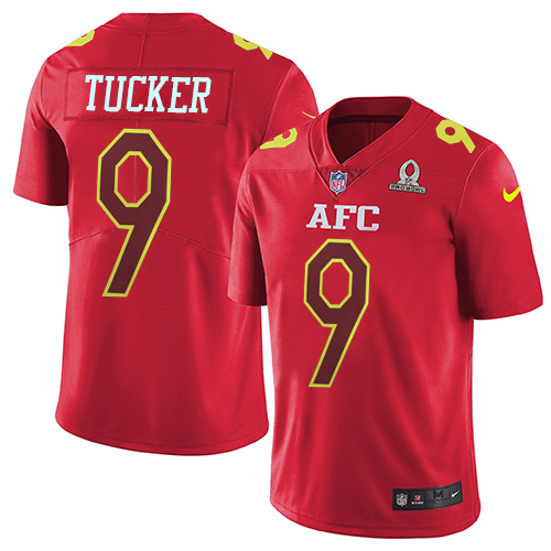 Ravens #9 Justin Tucker Red Youth Stitched Limited AFC 2017 Pro Bowl Jersey