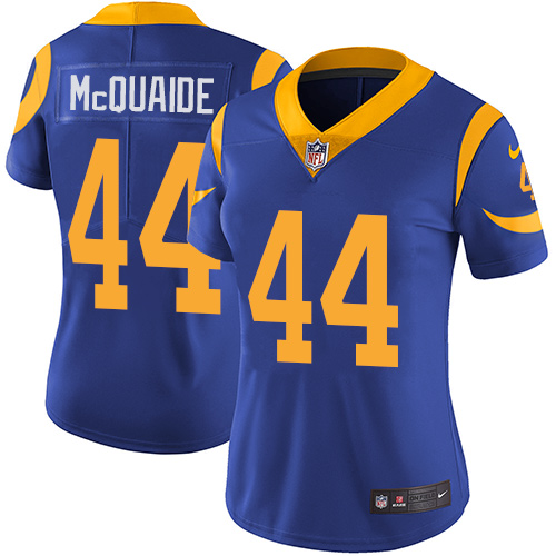 Los Angeles Rams #44 Jacob McQuaide Royal Blue Alternate Women's Stitched Vapor Untouchable Limited Jersey Womens