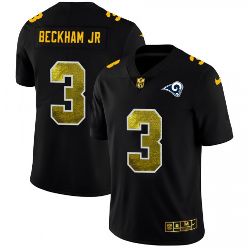 Los Angeles Los Angeles Rams #3 Odell Beckham Jr. Men's Black Golden Sequin Vapor Limited Jersey Men's