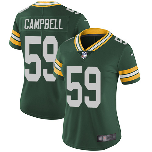Green Bay Packers #59 De'Vondre Campbell Green Team Color Women's Stitched Vapor Untouchable Limited Jersey Womens