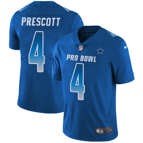 Cowboys #4 Dak Prescott Royal Youth Stitched Limited NFC 2019 Pro Bowl Jersey