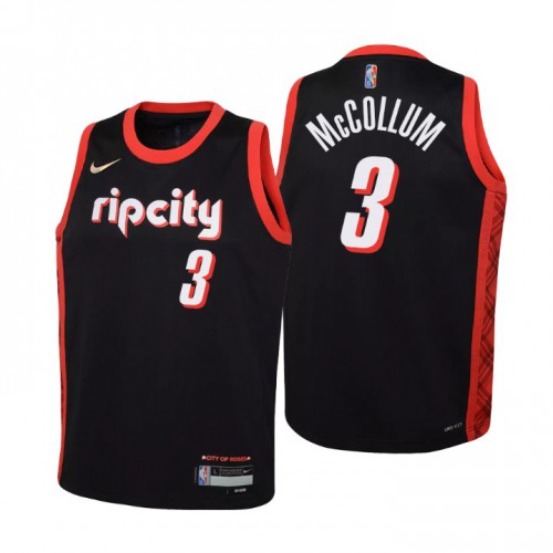 Portland Trail Portland Trail Blazers #3 C.J. McCollum Youth Black 2021/22 Swingman Jersey - City Edition Youth