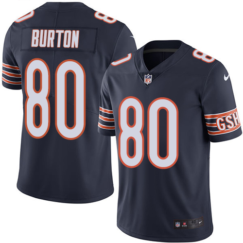 Chicago Bears #80 Trey Burton Navy Blue Team Color Men's Stitched Vapor Untouchable Limited Jersey Men's