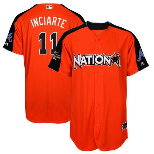 Atlanta Braves #11 Ender Inciarte Orange 2017 All-Star National League Stitched Youth Jersey Youth