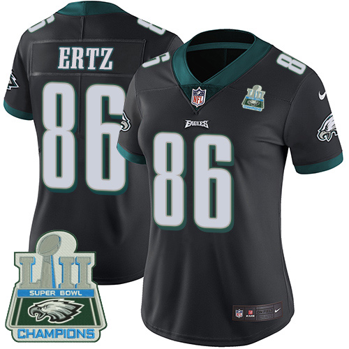 Philadelphia Eagles #86 Zach Ertz Black Alternate Super Bowl LII Champions Women's Stitched Vapor Untouchable Limited Jersey Womens