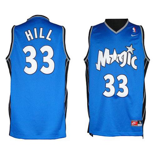 Orlando Magic #33 Grant Hill Blue Throwback Stitched Jersey Mens