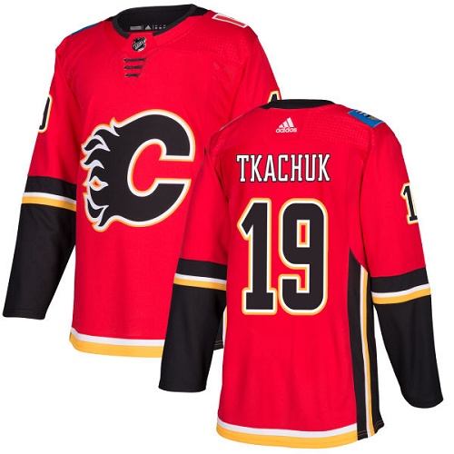 Adidas Calgary Flames #19 Matthew Tkachuk Red Home Authentic Stitched Jersey Men's