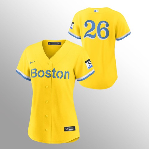 Boston Boston Red Sox #26 Wade Boggs Women's 2021 City Connect Gold Fans Version Jersey - No Name Womens