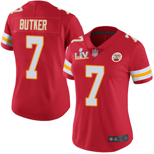 Chiefs #7 Harrison Butker Red Team Color Women's Super Bowl LV Bound Stitched Vapor Untouchable Limited Jersey