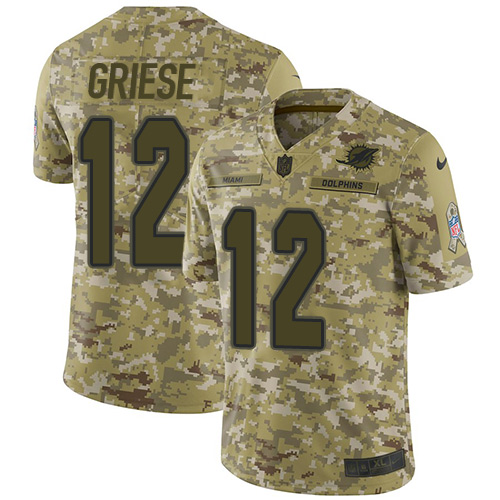 Miami Dolphins #12 Bob Griese Camo Men's Stitched Limited 2018 Salute To Service Jersey Men's