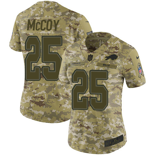 Buffalo Bills #25 LeSean McCoy Camo Women's Stitched Limited 2018 Salute to Service Jersey Womens