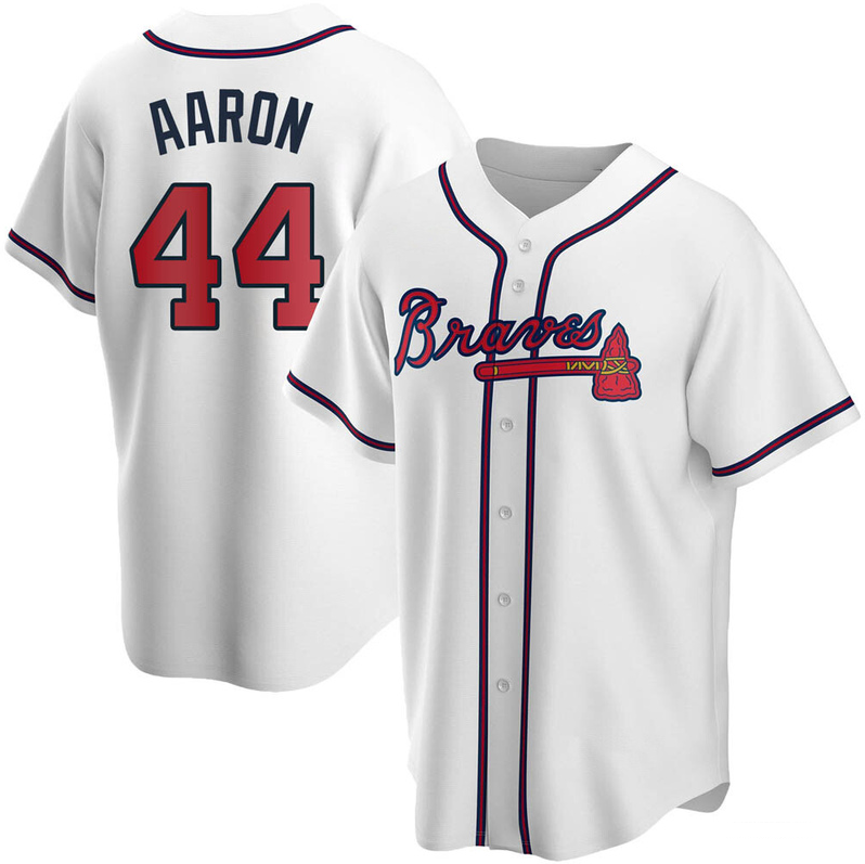 Men's Youth Women's Atlanta Braves #44 Hank Aaron Cool Base Home Jersey - White